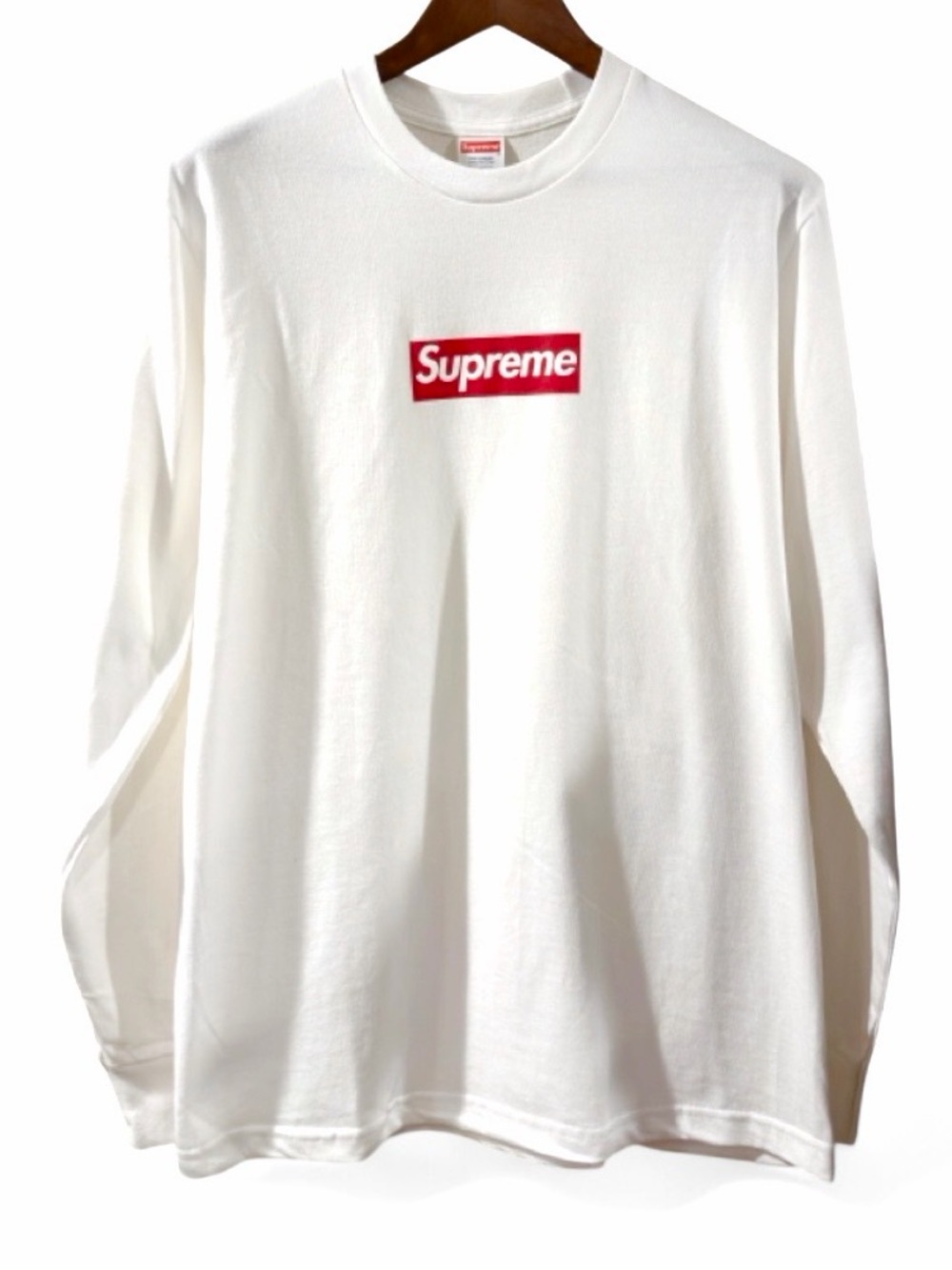 Supreme Red Box Logo White Long Sleeve T-shirt Size Men’s Medium